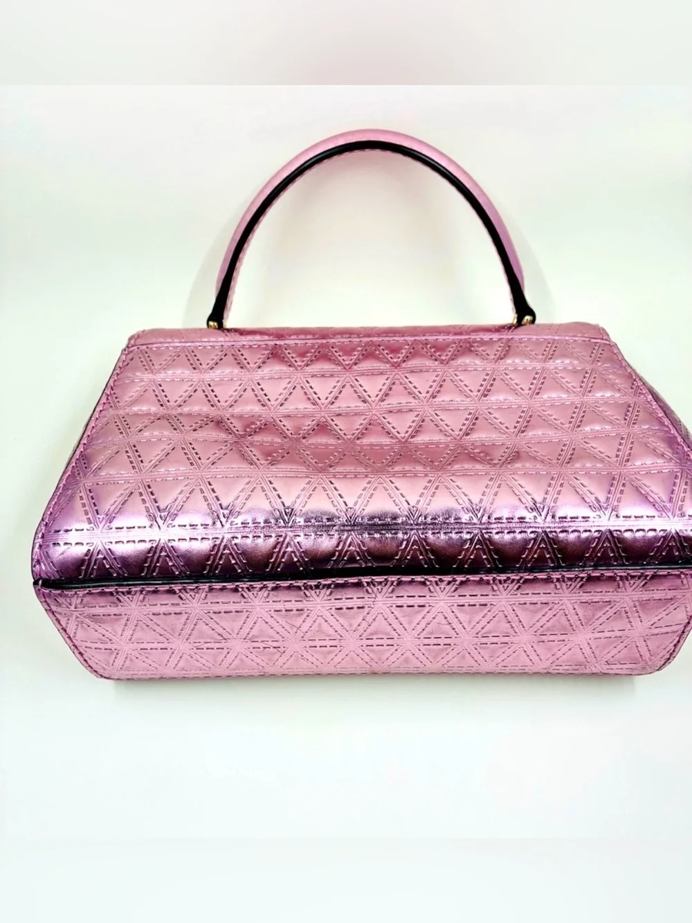 Michael Kors Pink Metallic Quilted Satchel Bag with handle. Shines!